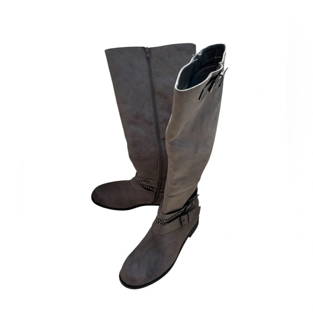JustFab Over the Knee Gray Boots Size 9,5 Faux Suede